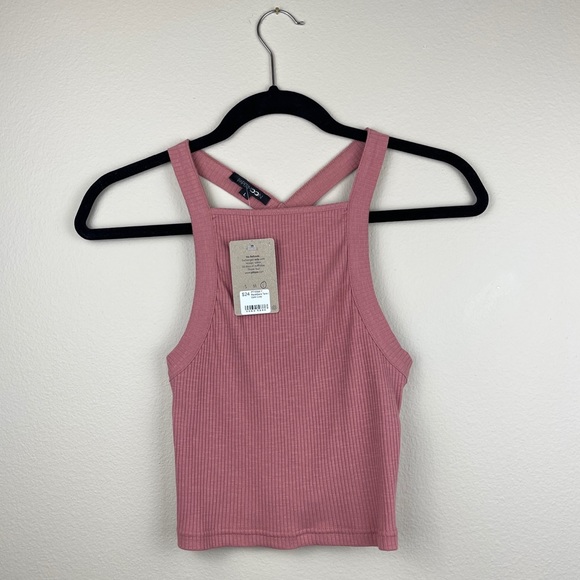 Papermoon Tops - PAPERMOON Pink Racerback Crop Top